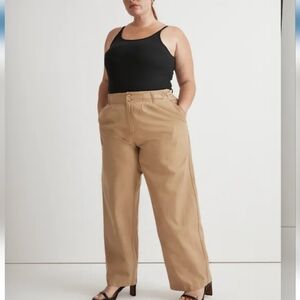 NWT Madewell Harlow Wide-Leg Pant in Drapey Twill Khaki Size 18W